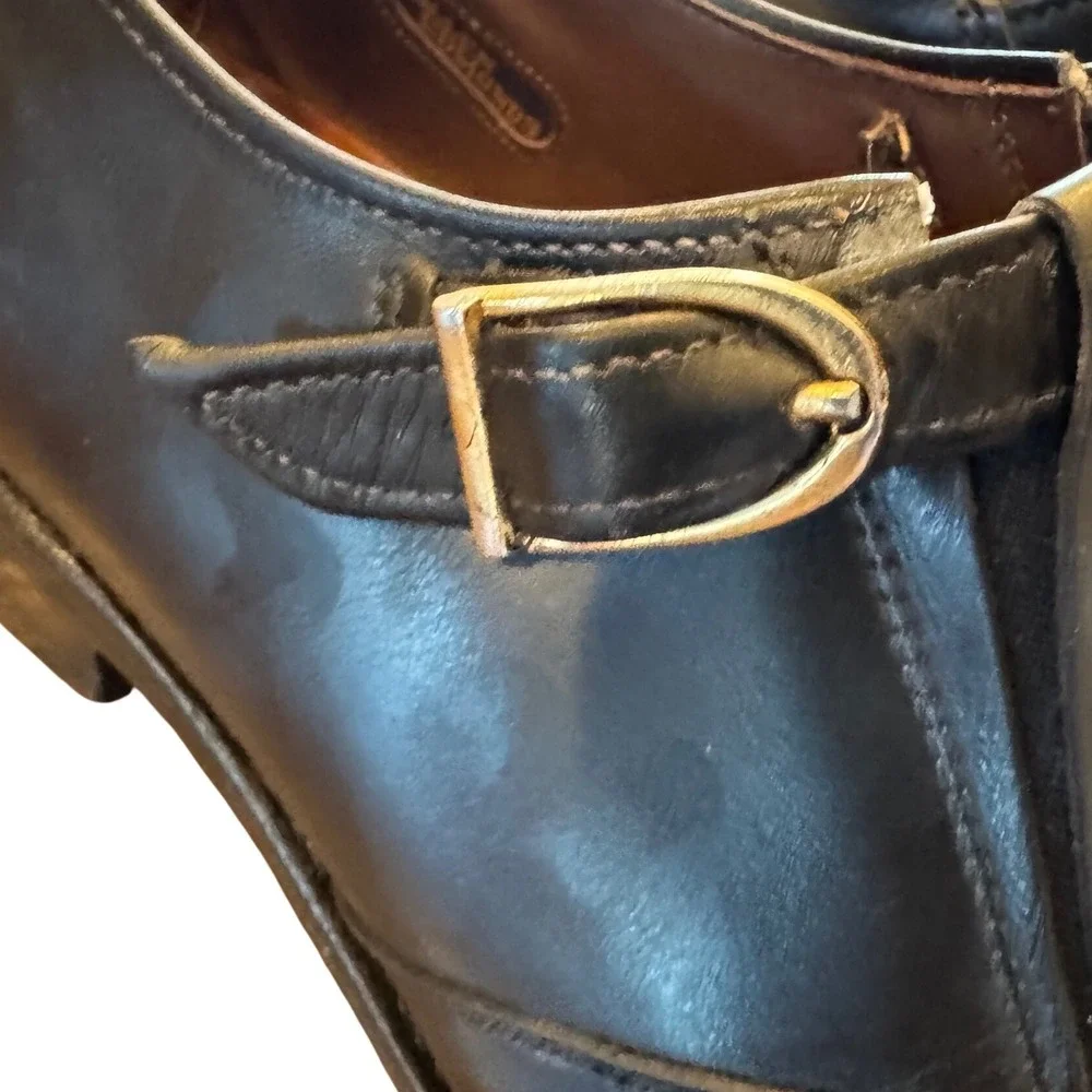 Allen Edmonds Hardwick Mens 8 E Black Leather Single Monk Strap Loafers 36759